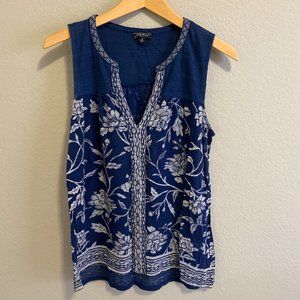 Lucky Brand Blue Sleeveless Boho Top  | Small
